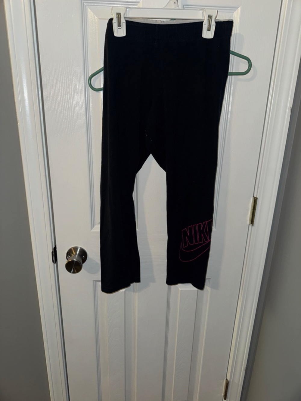 Nike Black Leggings with Pink Logo Accent